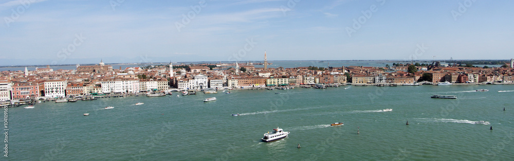 Venice Panorama, lagoon and Boats
