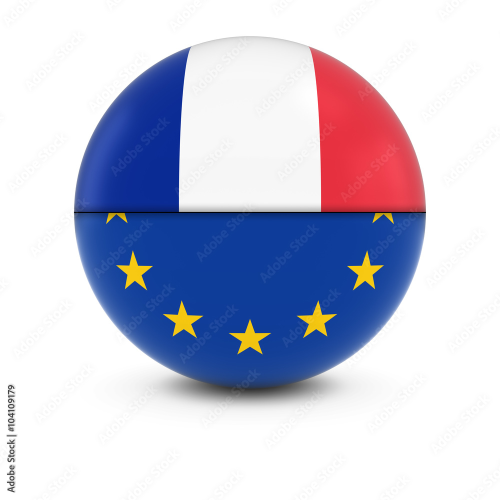 French and European Flag Ball - Split Flags of France and the EU