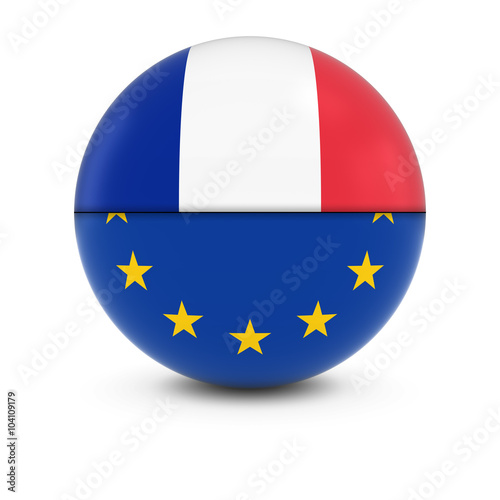 French and European Flag Ball - Split Flags of France and the EU