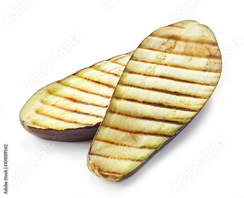 grilled eggplant on white background