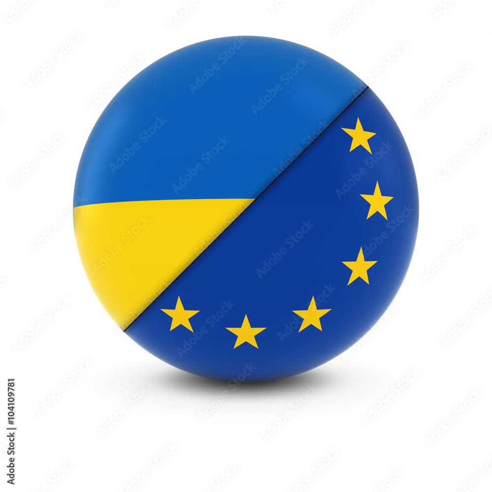 Ukrainian and European Flag Ball - Split Flags of Ukraine and the EU