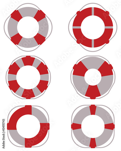 Icons of lifebuoy for salvage, vector illustration