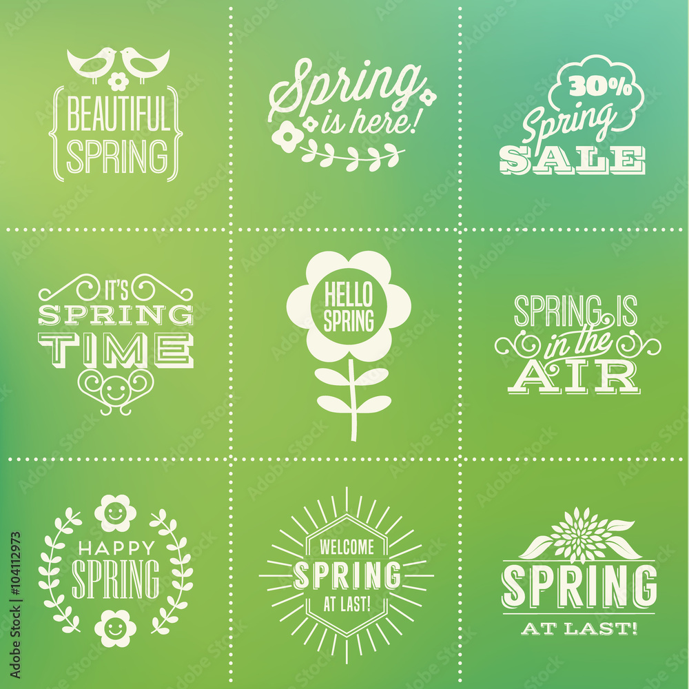 Spring typography design elements 