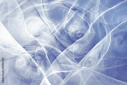 Blue soft color motion smoke wave with lighting effect. Abstract shiny smooth silk background. Fractal artwork