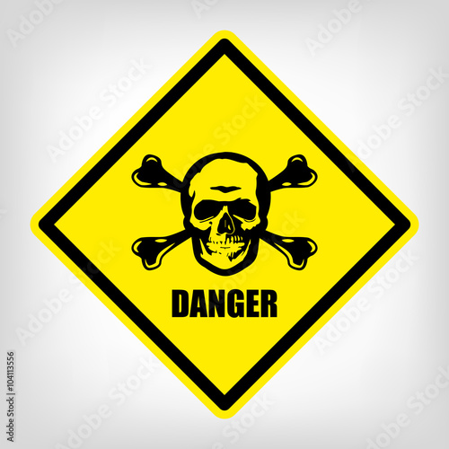 Danger yellow symbol vector skull