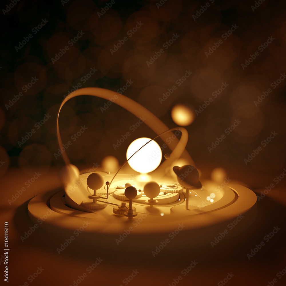 Fototapeta premium Planetarium Model. Planets and comets orbiting around the sun. Illustration.
