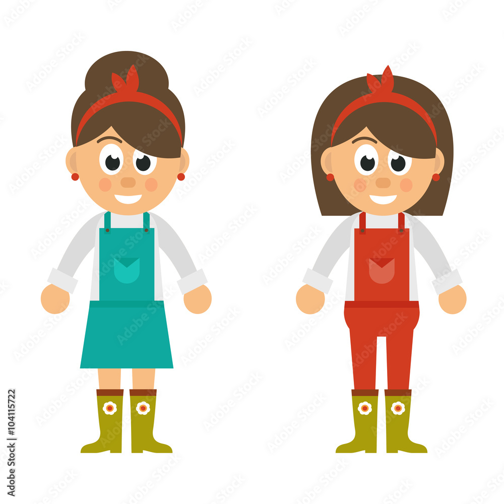 cartoon woman with overalls and apron