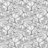 Vector Seamless Monochrome Floral Pattern with Decorative Clover