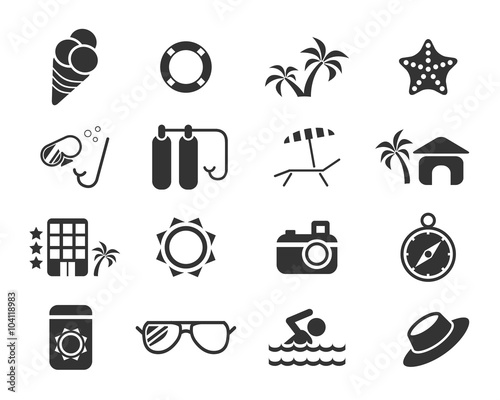 beach icon set