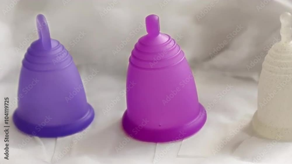 Menstrual cups. A revolutionary and healthy alternative to tampons, for the women's menstrual period. Shallow DOF. Animation technique. 02 Menstrual cups. A revolutionary and healthy alternative to tampons, for the women's menstrual period. Shallow DOF. Animation technique. 02