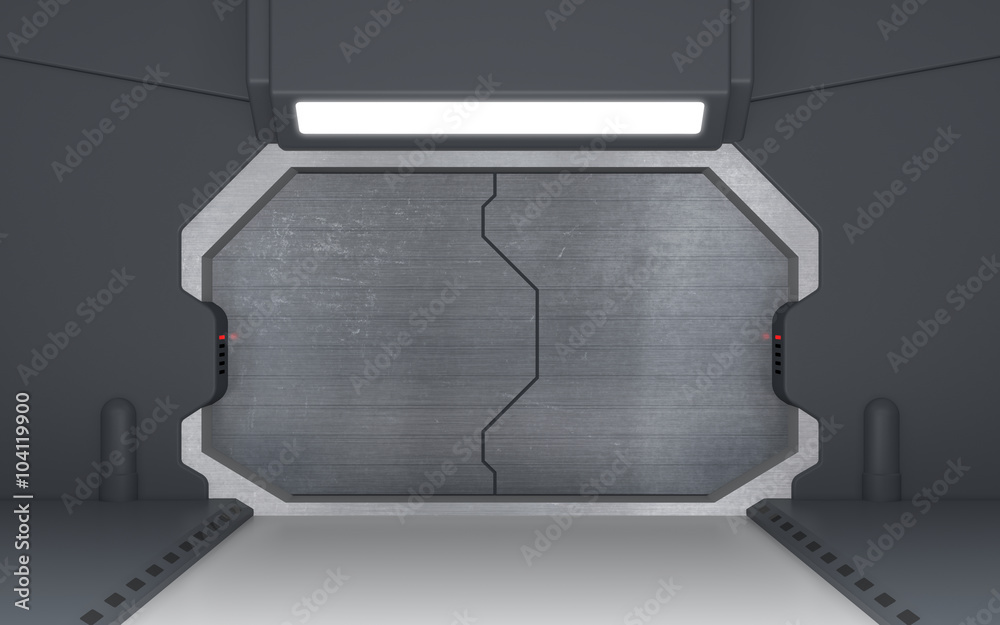 Fototapeta premium Futuristic metallic door or gate