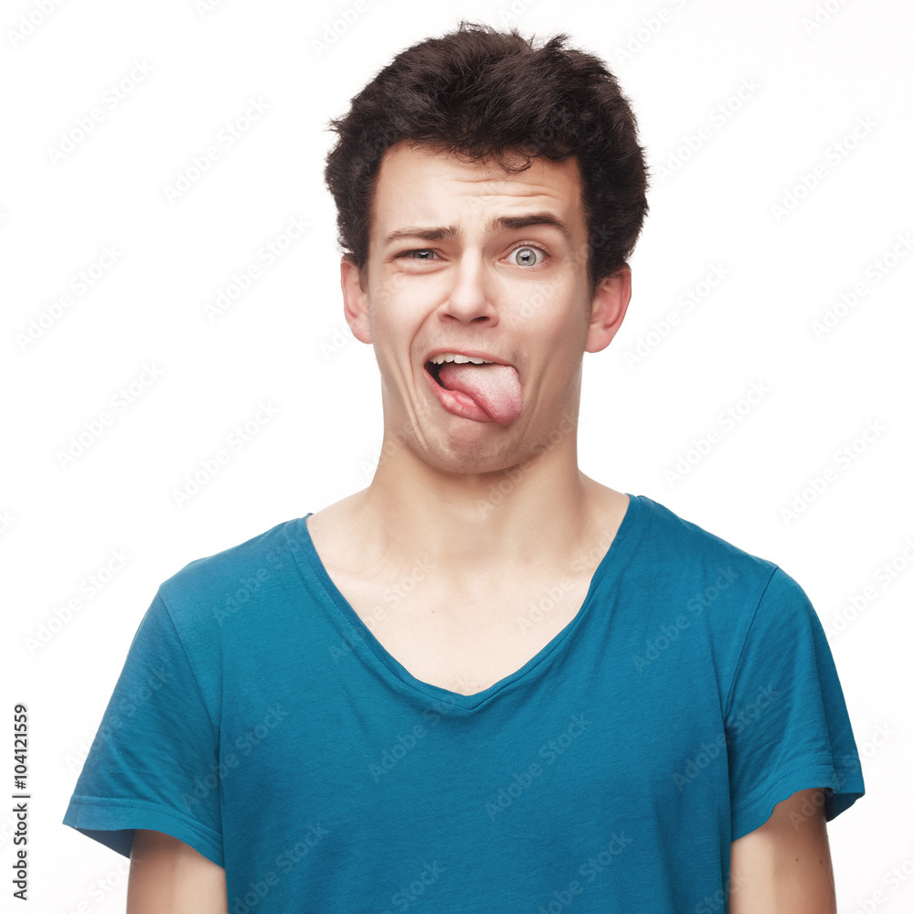 Obraz premium Happy funny man making crazy faces