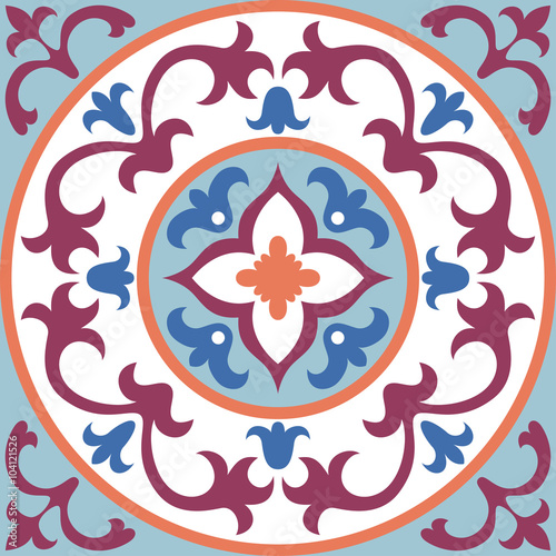 Set with Beautiful ornamental tile background.