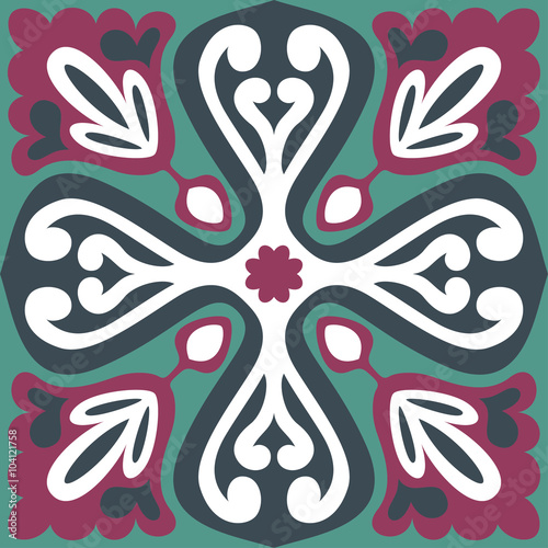 Set with Beautiful ornamental tile background.