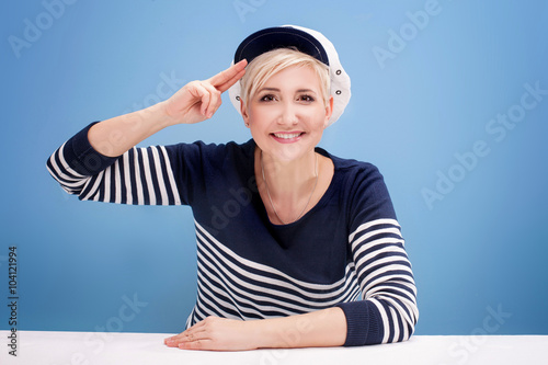 Female sailor woman posing.