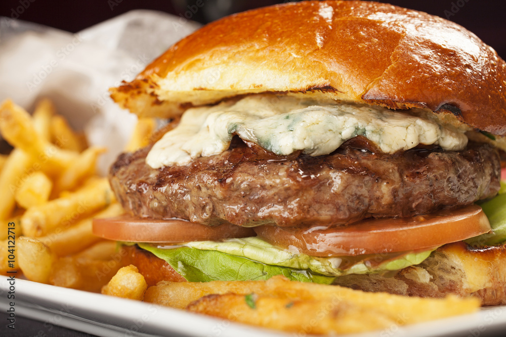 Juicy Beef Burger With French Fries Juicy Beef Burger With French Fries