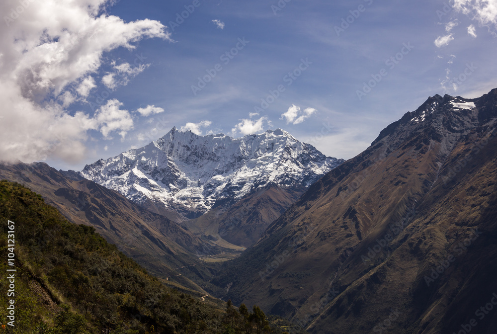 mountain range landscape on peru highest peak