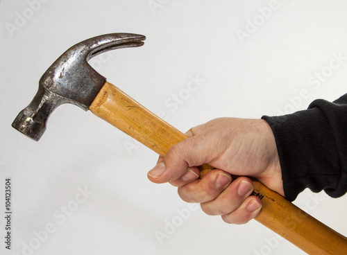 isolated male hand with tools