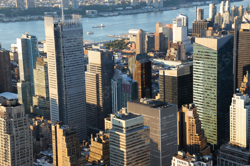aerial view of New York skyline office buildings 