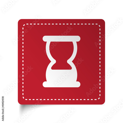 Flat Hourglass icon on red sticker