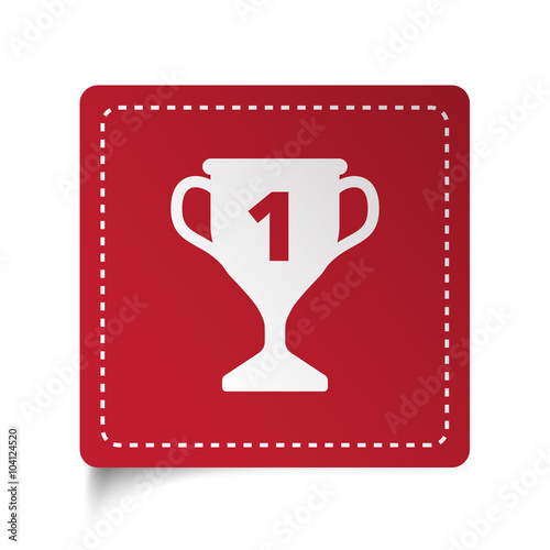 Flat Trophy icon on red sticker