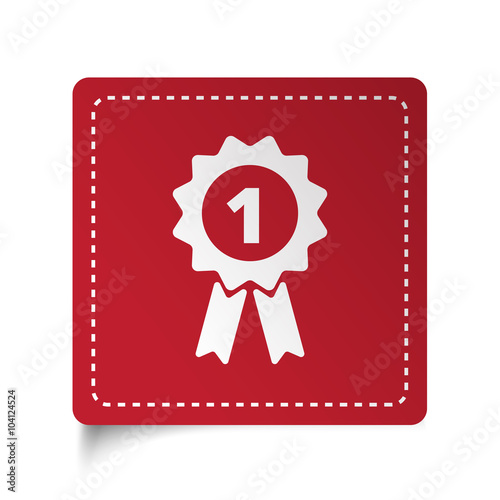 Flat Prize Ribbon icon on red sticker