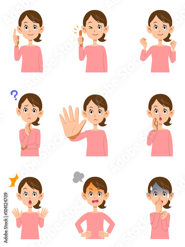 女性の様々な表情
