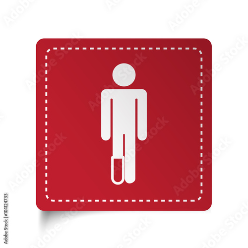 Flat Foot icon on red sticker