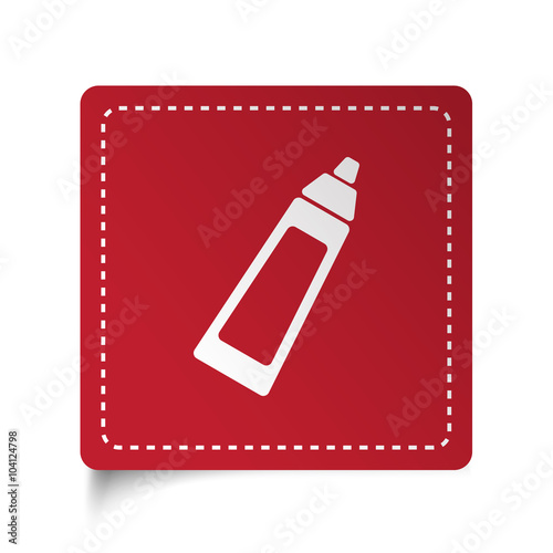 Flat Baby Bottle icon on red sticker