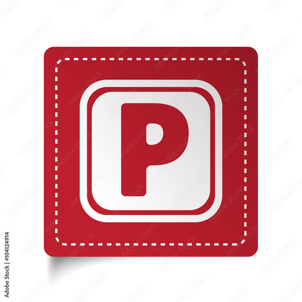 Flat Parking icon on red sticker Flat Parking icon on red sticker