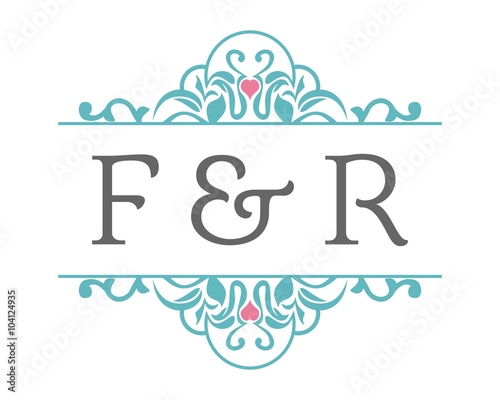 F & R Initial Wedding Ornament Logo