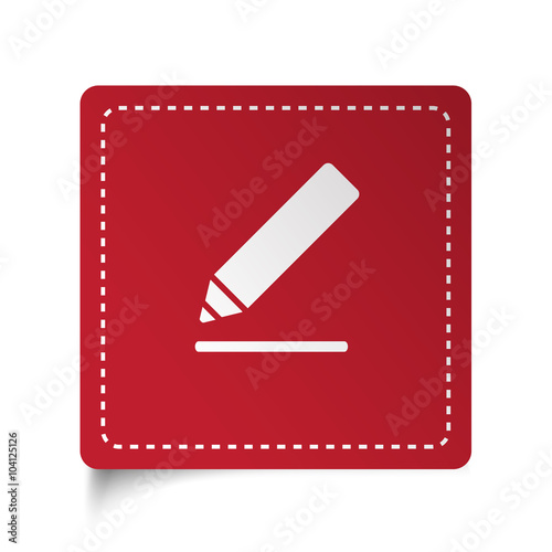 Flat Sign Here icon on red sticker