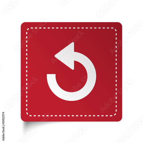 Flat Undo icon on red sticker
