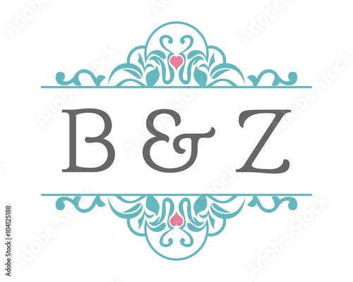 B & Z Initial Wedding Ornament Logo