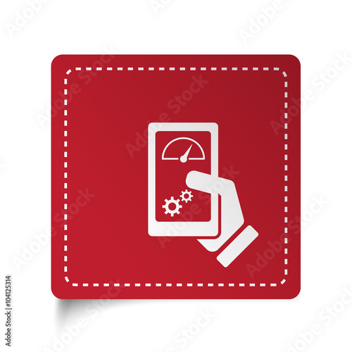 Flat Smartphone Test icon on red sticker