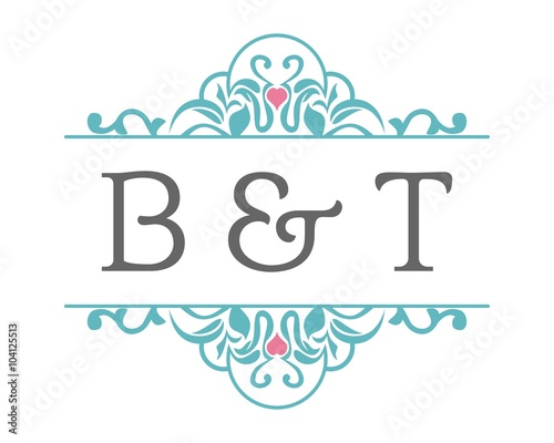 B & T Initial Wedding Ornament Logo