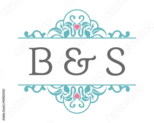 B & S Initial Wedding Ornament Logo