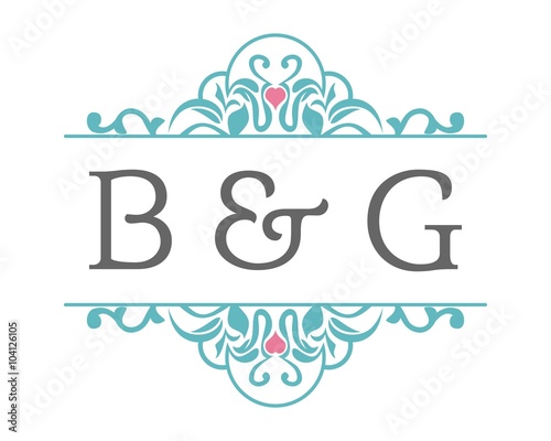 G & G Initial Wedding Ornament Logo