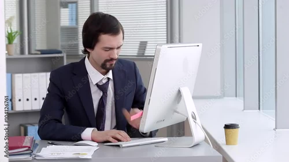 Tie Prevents Me From Thinking/We see a young man in a business suit and tie. He is in excitement and takes off the tie and later unbutton his shirt. Businessman visibly upset and is under stress Tie Prevents Me From Thinking/We see a young man in a business suit and tie. He is in excitement and takes off the tie and later unbutton his shirt. Businessman visibly upset and is under stress