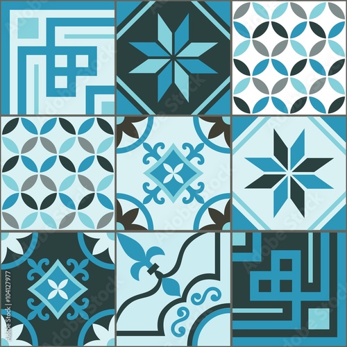 Blue Tile Seamless Pattern