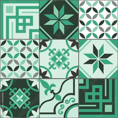Turquoise Tile Seamless Pattern