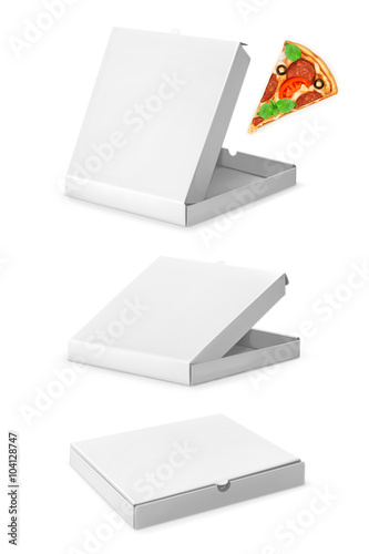 White pizza boxes, vector illustration