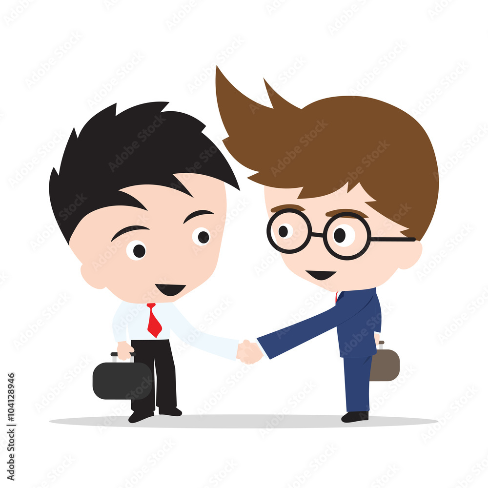 Business man handshake on white background, illustration vector in flat design Business man handshake on white background, illustration vector in flat design