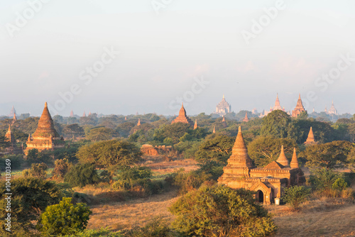 Sunrise at Ancient Temples in Bagan  Myanmar Silluate