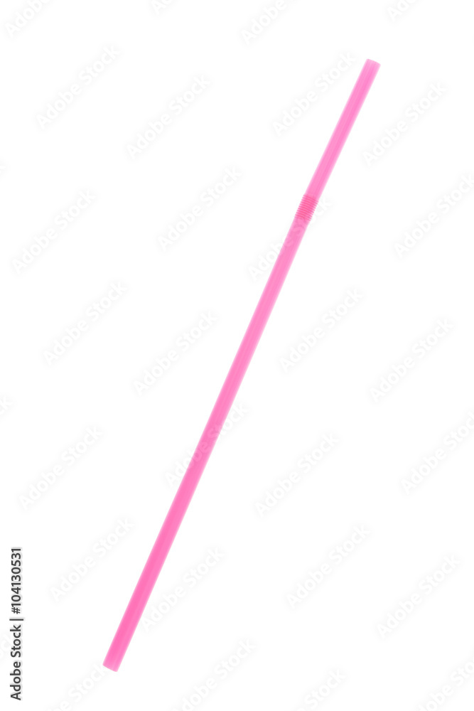 A pink bendy straw on white A pink bendy straw on white