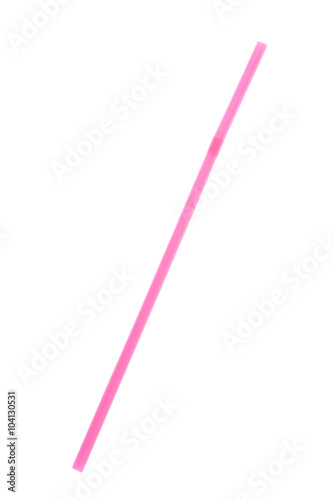 A pink bendy straw on white