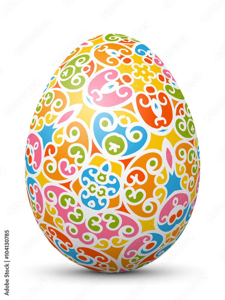 3D Vektor Osterei mit abstraktem Muster. Bunte Formen und Strukturen