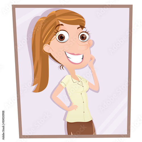 girl looking to mirror
