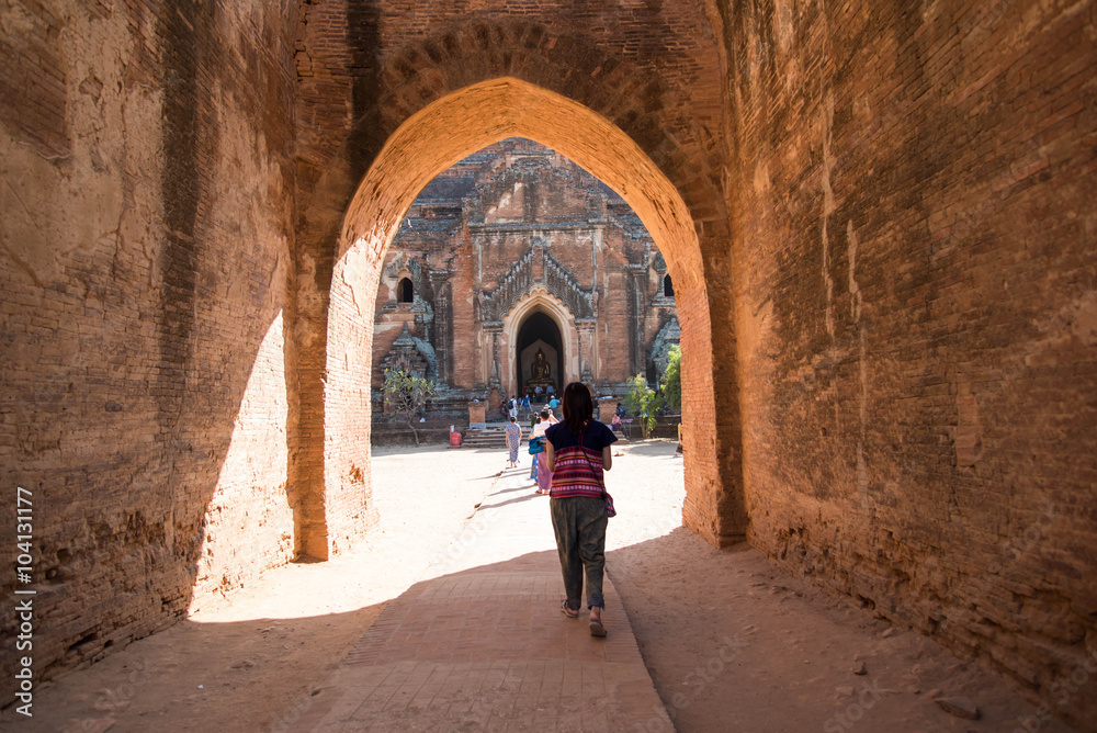 tourist walking to Dhammayangyi temple in Bagan, Myanmar,Burma