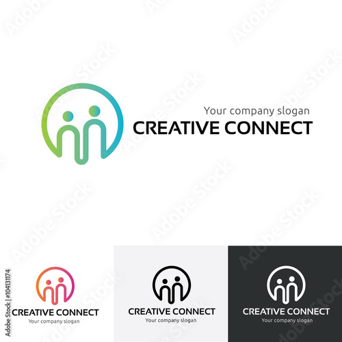 Creative Connect logo,People connect logo,Insurance logo,vector logo template